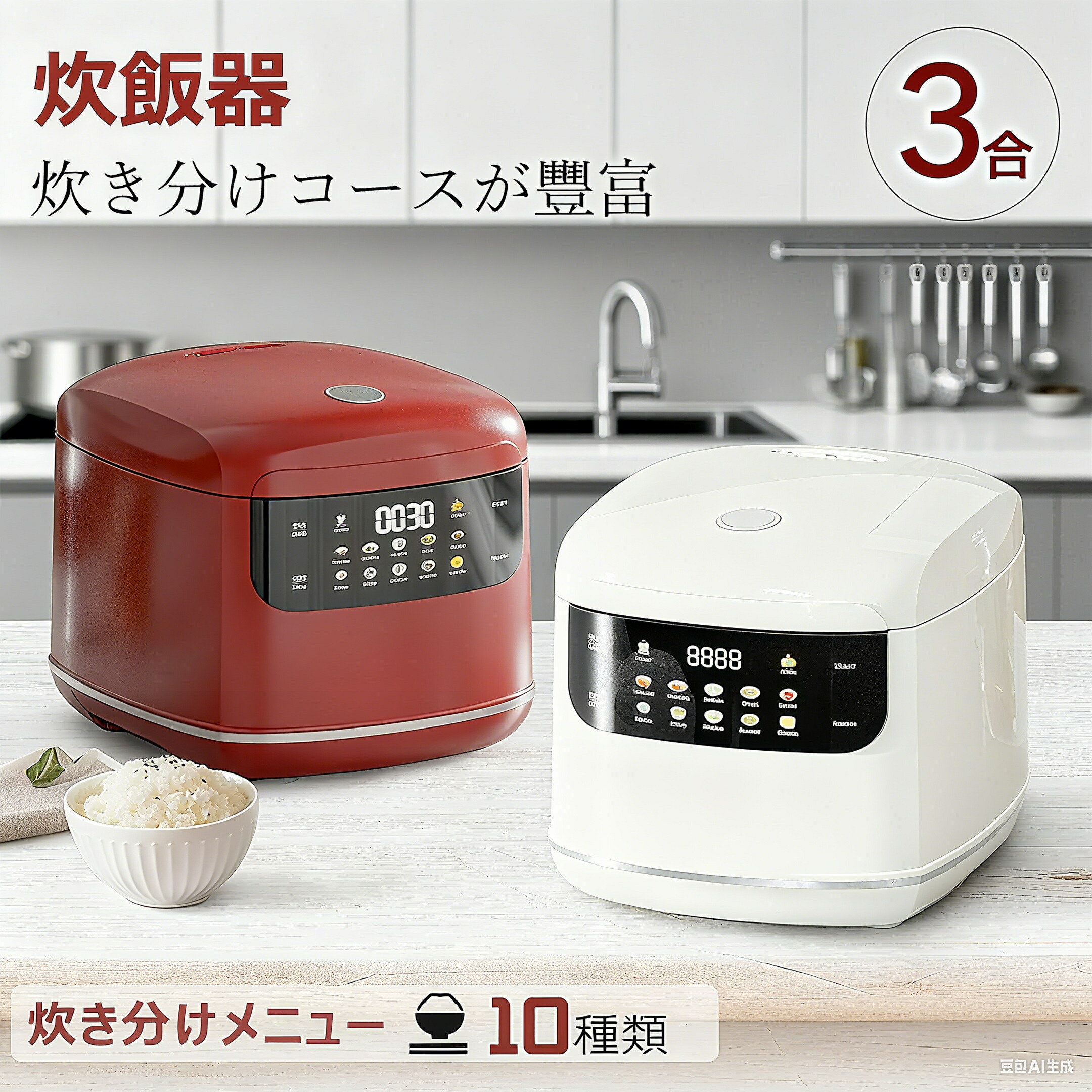 炊飯器 3合炊き マイコン おいしい シンプル 低温調理 ミニ おしゃれ 炊飯ジャー 一人暮らし ひとり暮らし用 早炊き エコ炊飯 節電 マイコン炊飯器 新生活 ホワイト レッド 炊きたて 小釜 レトルト温め 早炊き 予約 タイマー 小容量