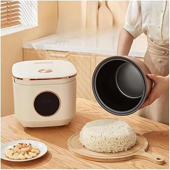 【中古】Siuhuigベージュ炊飯器 5L コンパクト炊飯器 独り暮らし 110v ミニ炊飯器 おかゆ調理モード 保温予約機能 多機能炊飯器 4つの便利なモード(ご飯
