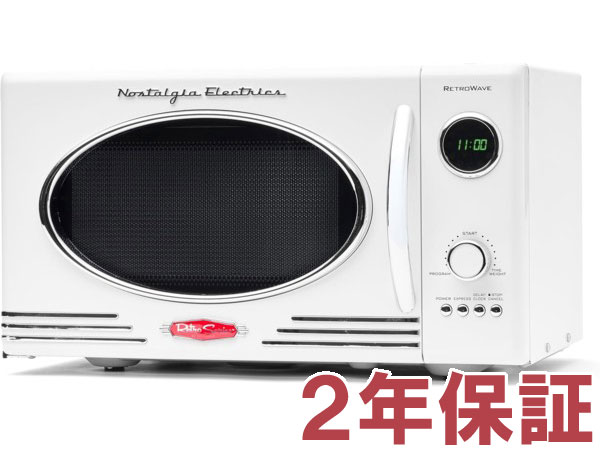【2年保証・変換プラグ付】 Nostalgia Electrics ノスタルジア大型電子レンジ (ホワイト) NRMO9WH レトロなデザインの電子レンジ