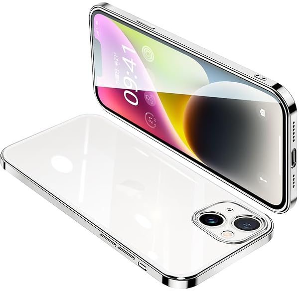 アイフォン14 ケース クリア アイフォン14 カバー 透明 スマホケース 耐衝撃 軽量 メッキ加工 TPU 薄型 ストラップホール付き 滑り止め 落下防止 6.1インチ(シルバー)