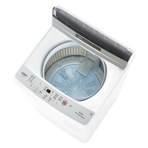 AQUA 全自動洗濯機 上開き 洗濯4.5kg 幅52.5cm 3Dアクティブ洗浄&高濃度クリーン浸透 ほぐし仕上げ AQW-S4A(W) ホワイト系