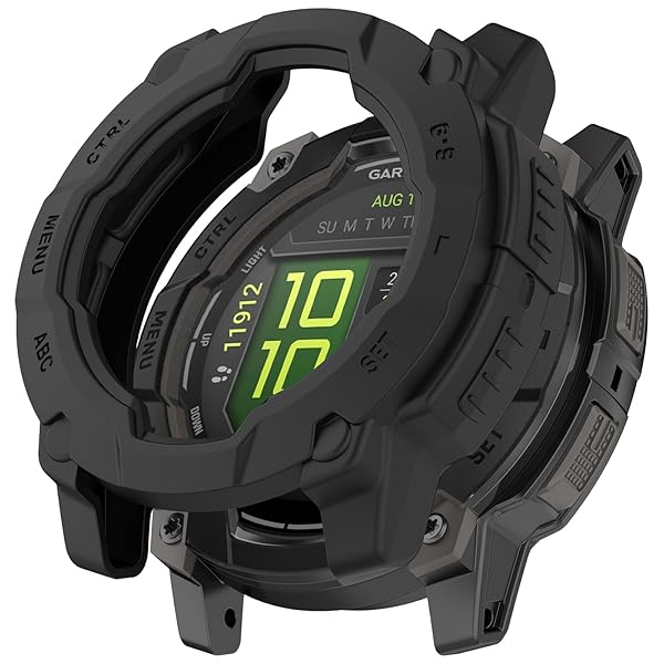 Garmin Instinct 3 45mm 対応 ケース シリコン材質 保護ケース カバー 衝撃吸収 超軽量 柔軟 衝撃防止 擦り傷防止 保護カバー Garmin Instinct 3 45mm 用 (ブラック)