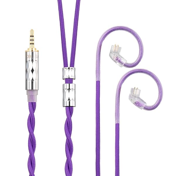 イヤフォン ケーブル QDC 2.5mm KBEAR ST5 4N純銀+4N無酸素銅混合 2芯 イヤホン リケーブル バランス ヘッドフォン 交換用ケーブル hi-fiオーディオ イヤモニ アップグレードケーブル （パープル・QDC2.5mm）