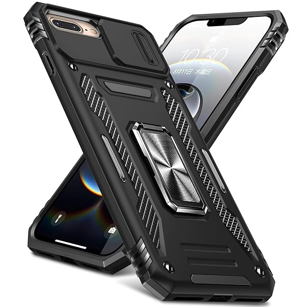 iPhone 8 Plus 用ケース/iPhone 7 Plus 用ケース リング付き 衝撃吸収 耐衝撃 スタンド機能 米軍MIL規格 アイフォン 8 plus/7 plus 用カバー 全面保護 360°回転 滑り落ちにくい 人気 おしゃれ 携帯カバ